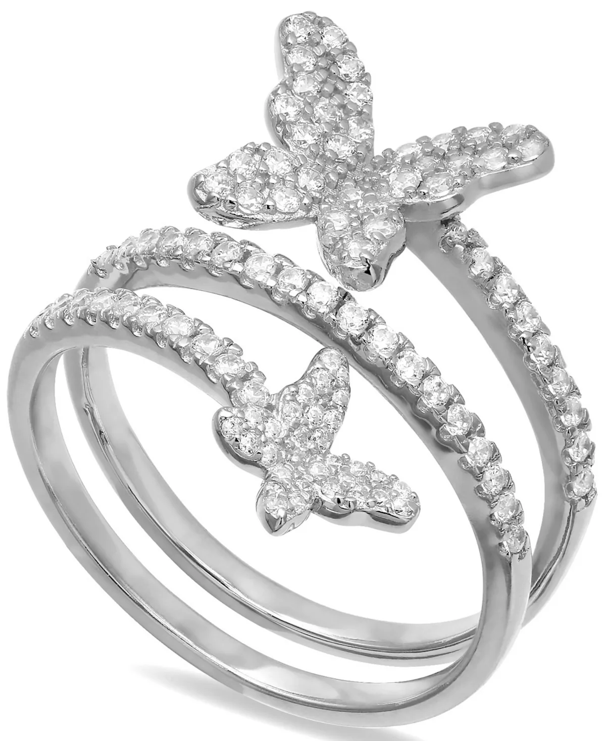 Cubic Zirconia Butterfly Wrap Ring in Sterling Silver, Created for Macy's by Giani Bernini