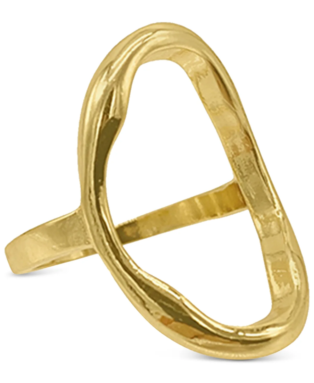 Gold-Tone Open Hammered Oval Ring by Adornia