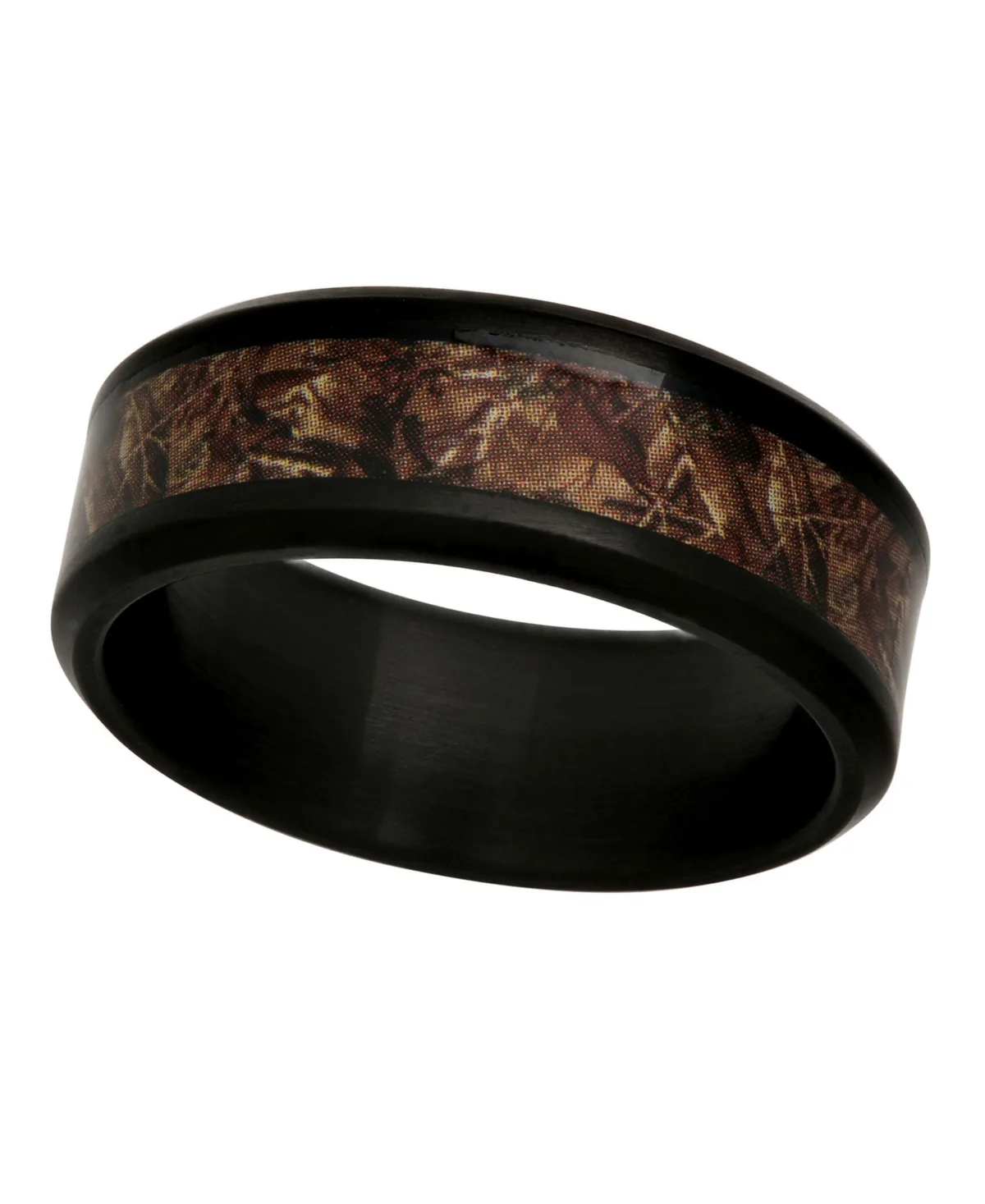 Camo Inlay Stainless Steel Wedding Band by C&c Jewelry