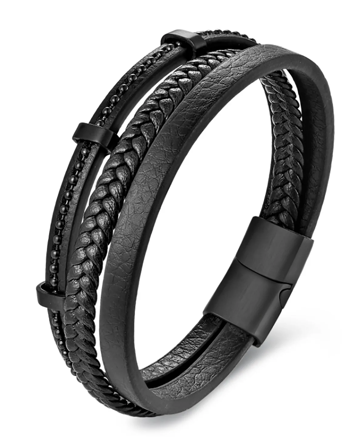 Ardent Leather & Stainless Steel Bracelet by Rhona Sutton
