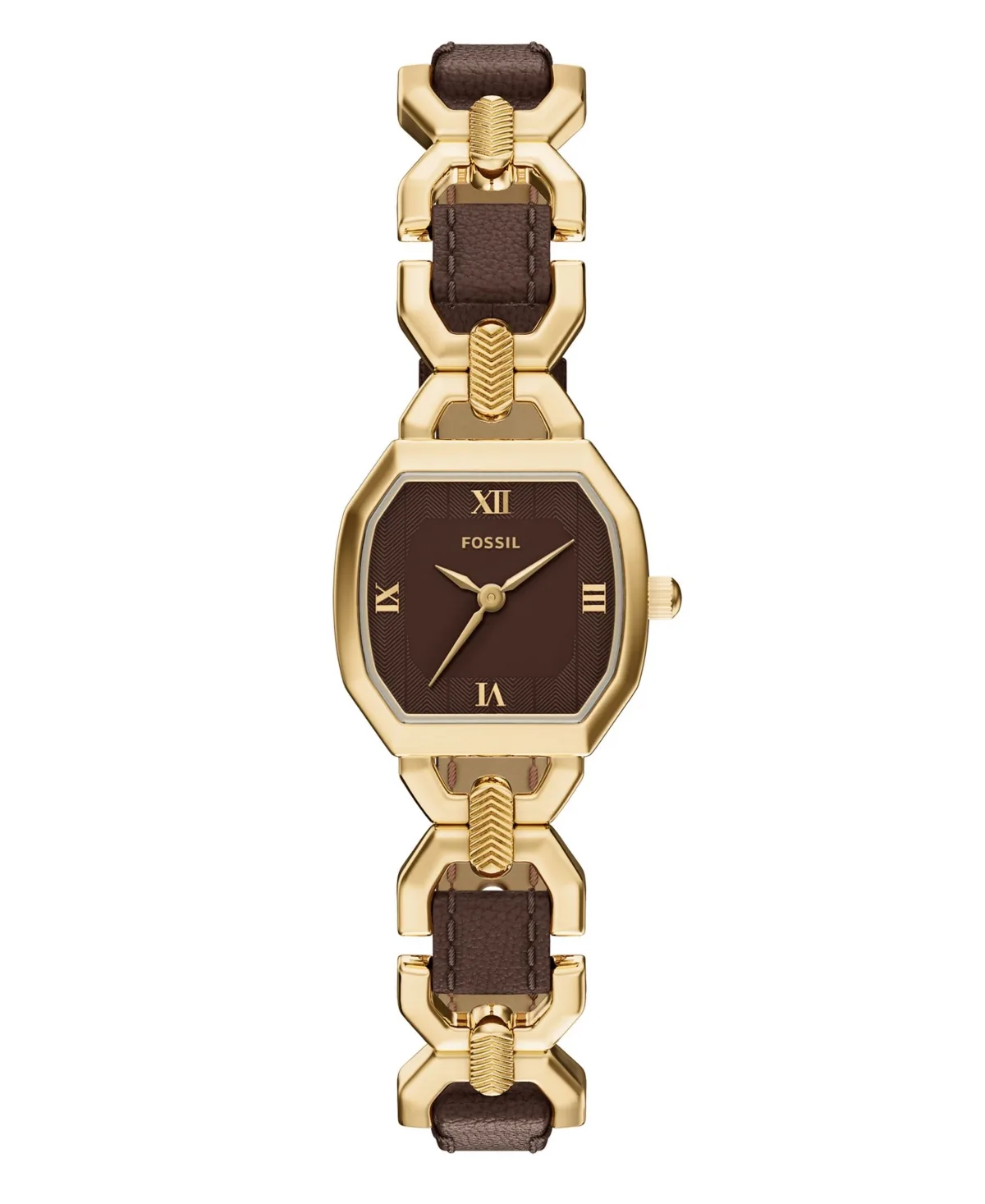 Harlow Three-Hand Brown Leather and Gold-Tone Stainless Steel Watch 22mm by Fossil