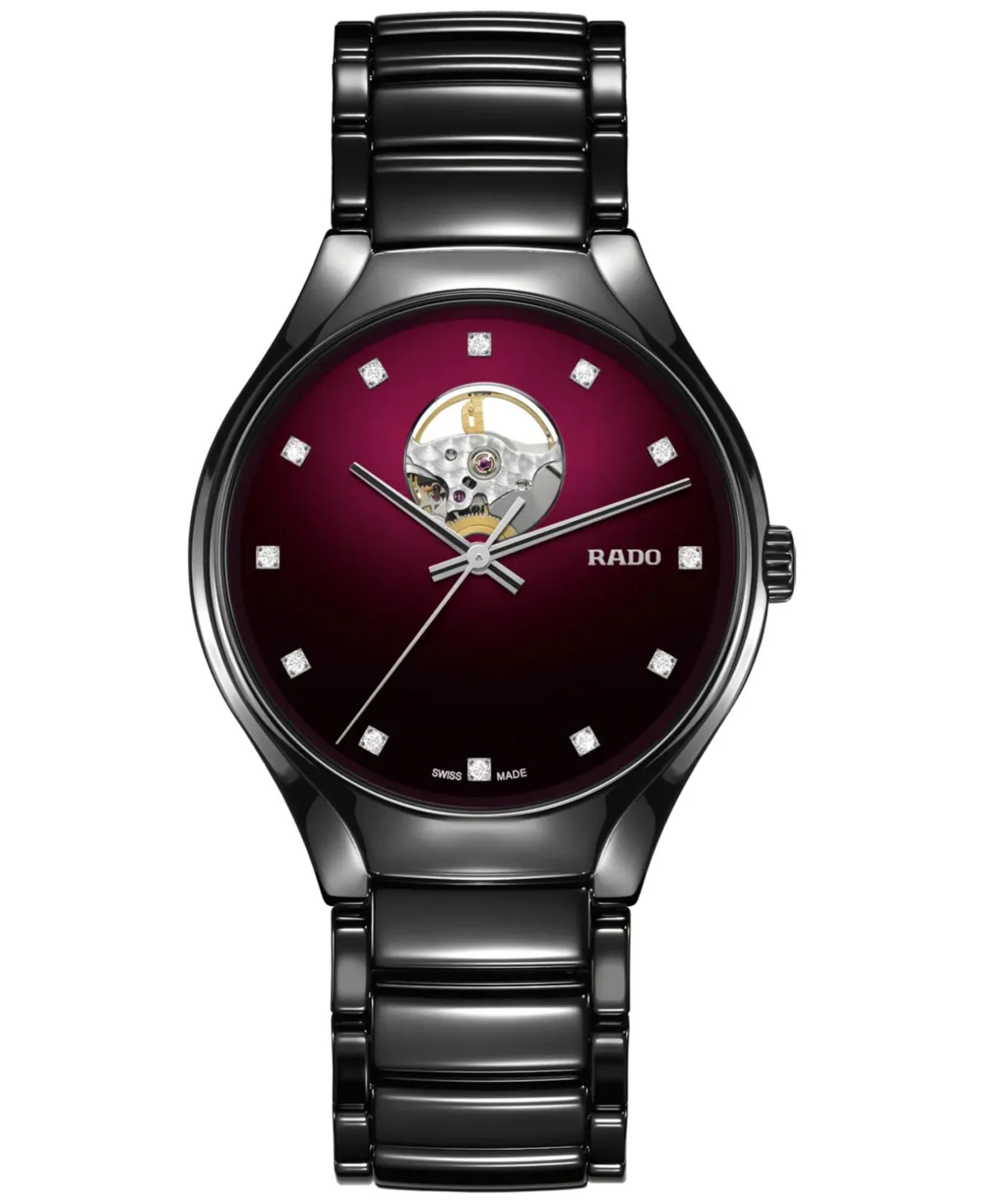 Swiss Automatic True Secret Diamond (1/8 ct. t.w.) Black Ceramic Bracelet Watch 40mm by Rado
