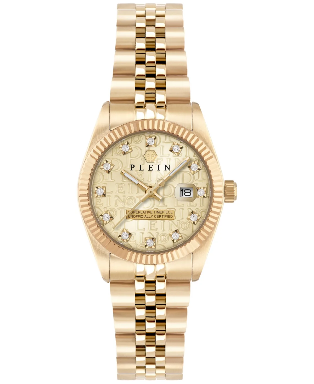 Date Superlative Gold Ion Plated Stainless Steel Bracelet Watch 28mm by Philipp Plein