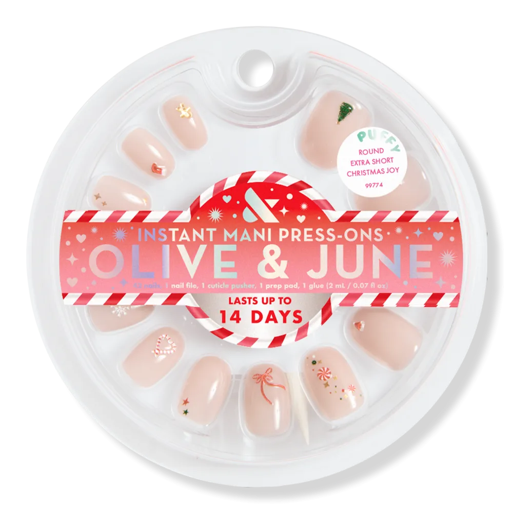 Holiday Instant Mani - Christmas Joy Extra Short Round by Olive & June