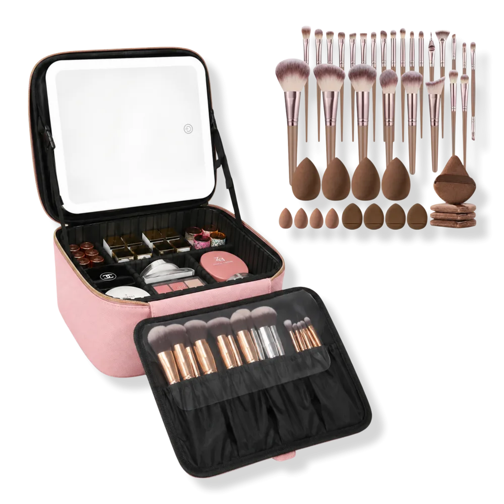Makeup Case with Brush & Sponge Set by CosmoGlo