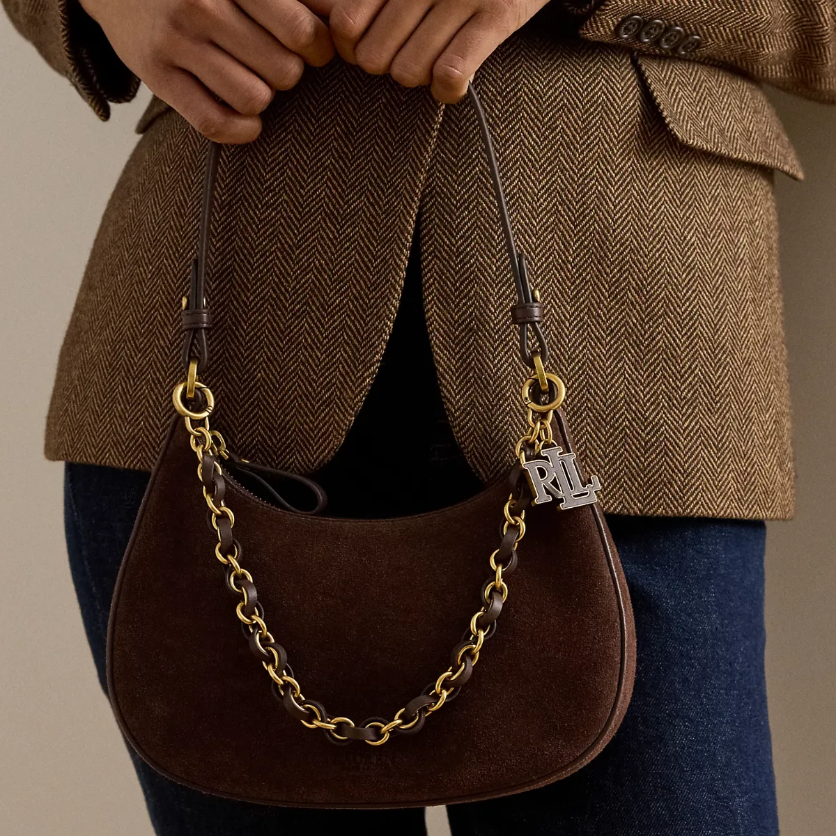 Suede Medium Marcy Zip Shoulder Bag