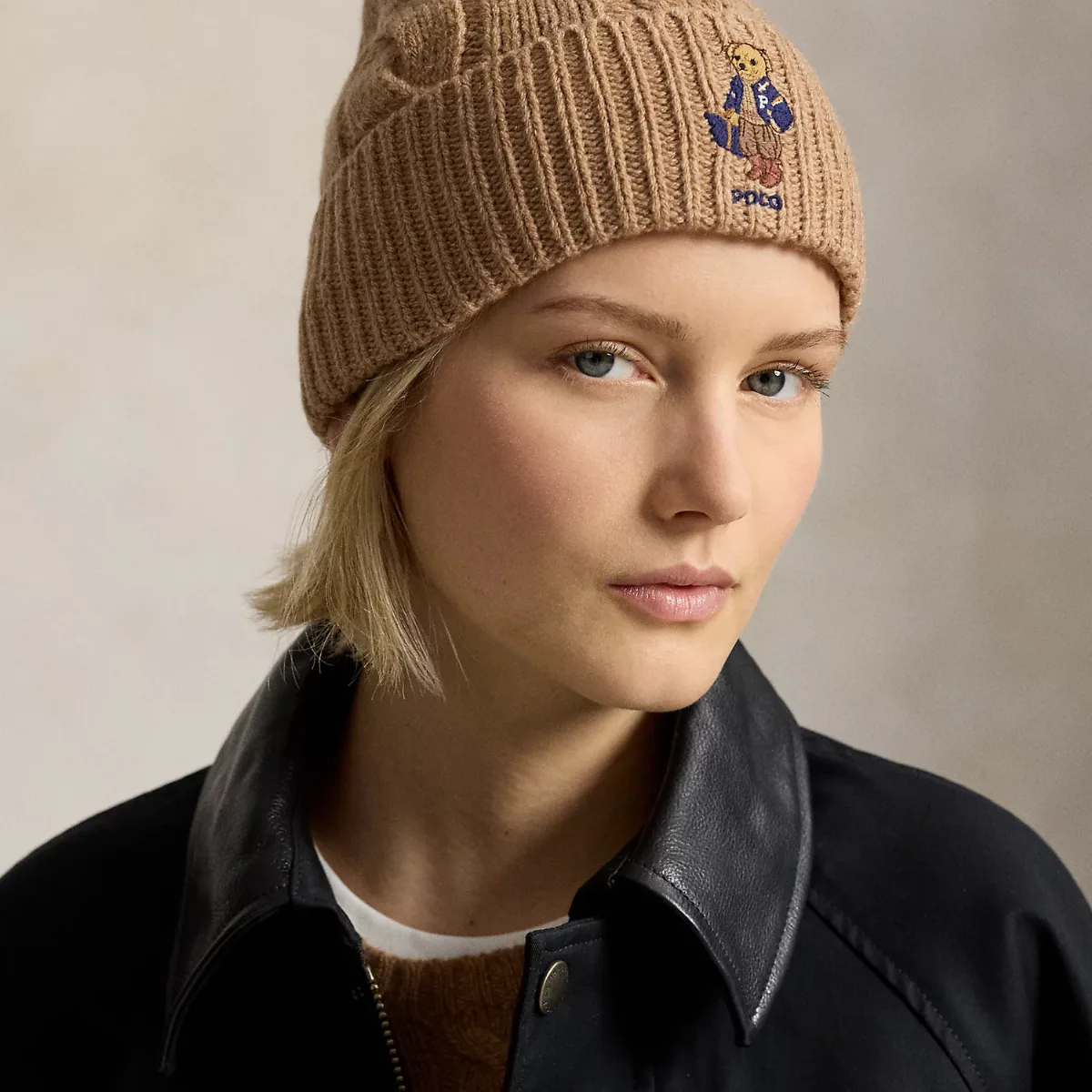 Polo Bear Cable Wool-Blend Beanie by Polo Ralph Lauren