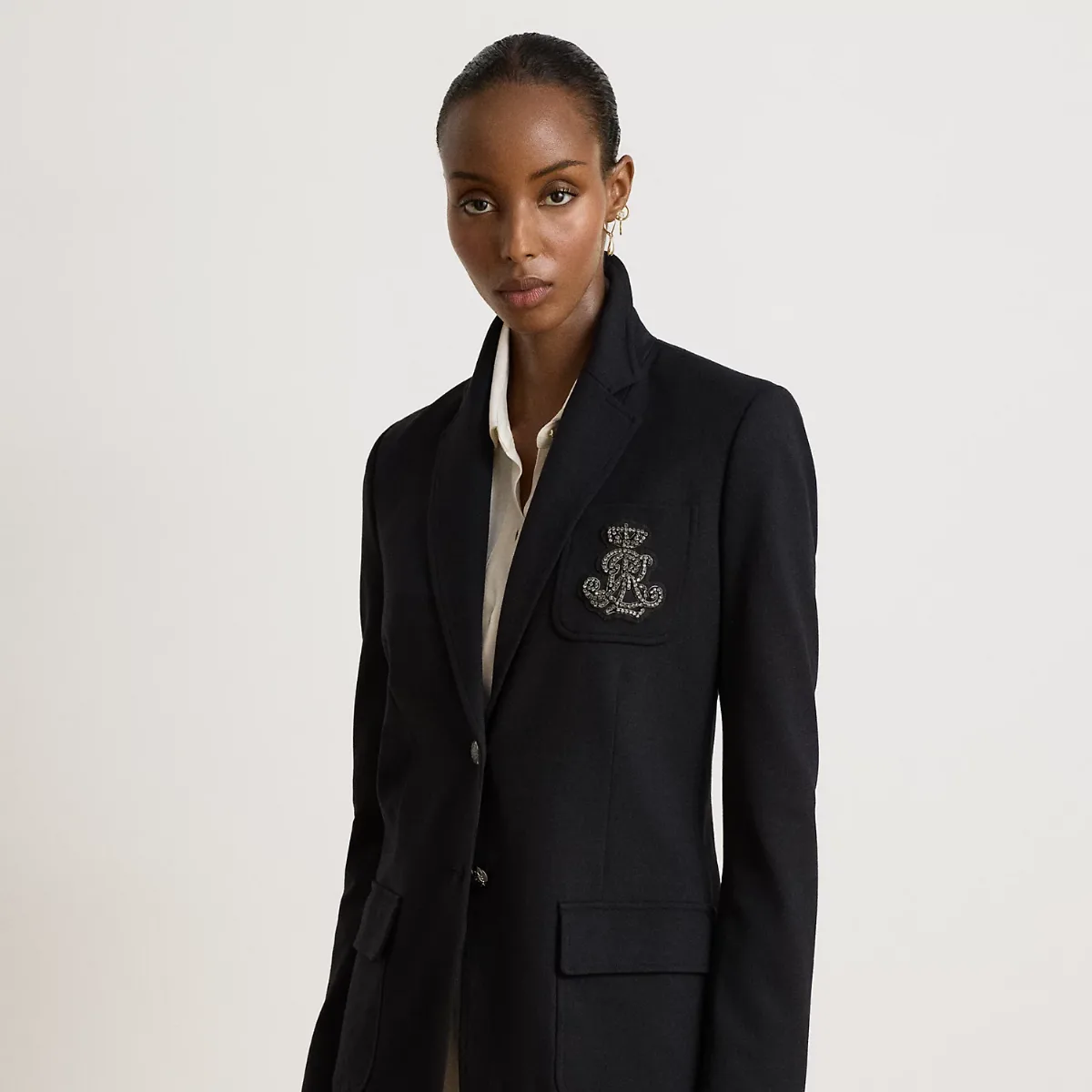 Rhinestone-Bullion Stretch Ponte Blazer by Lauren Ralph Lauren