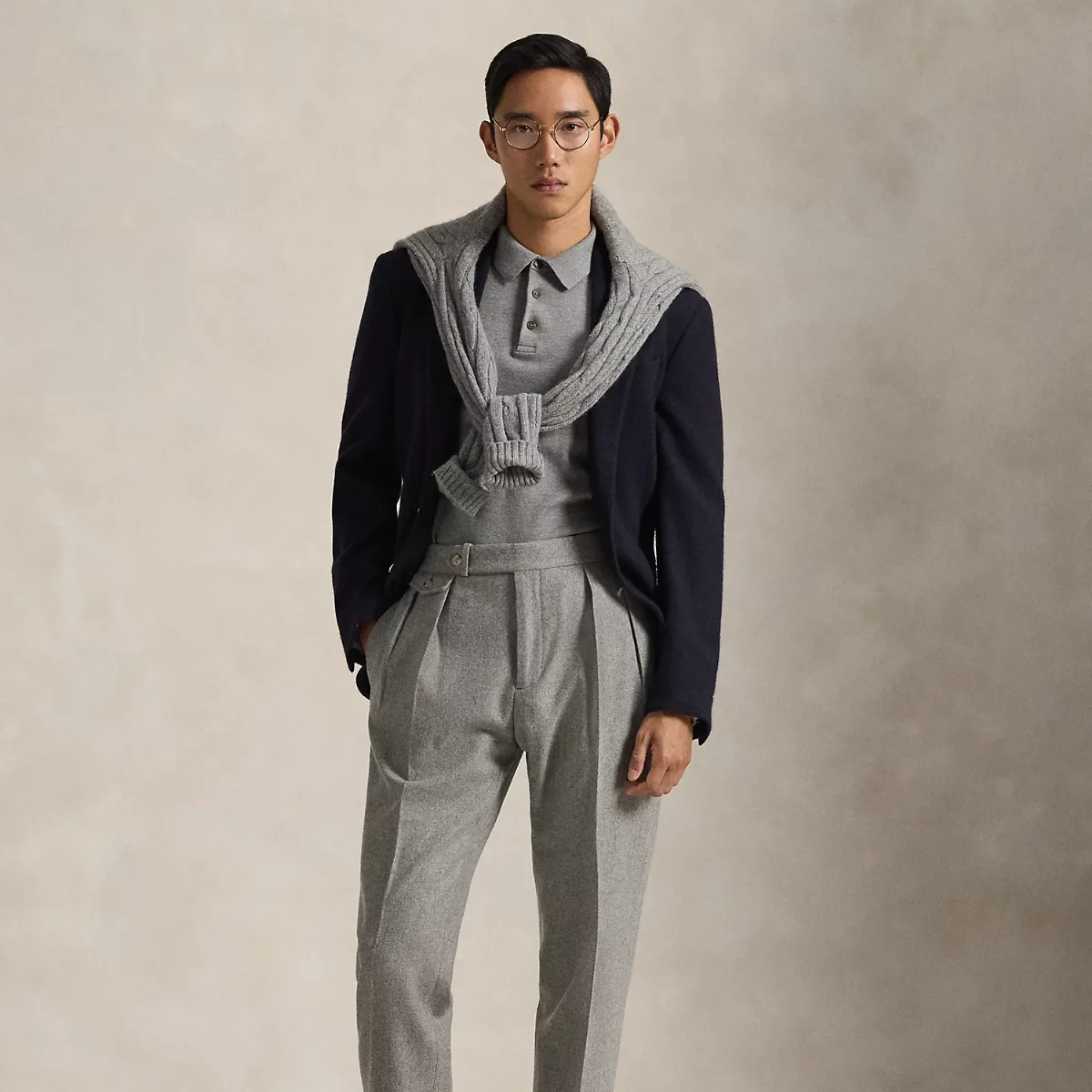 Pleated Wool Flannel Trouser