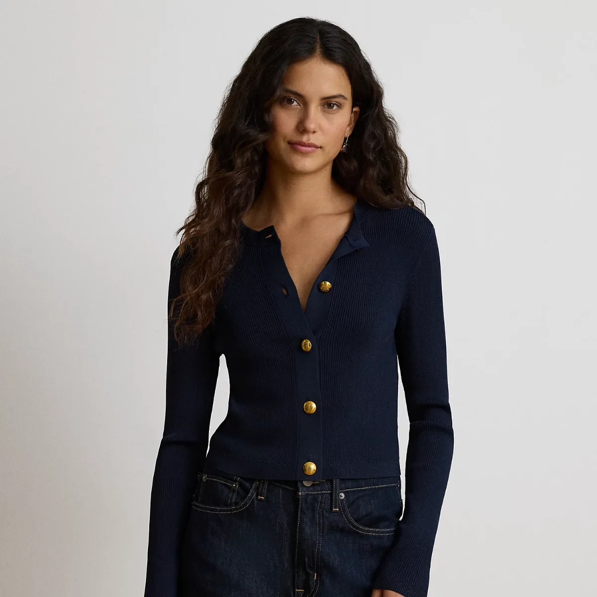 Rib-Knit Crewneck Cardigan by Lauren Ralph Lauren