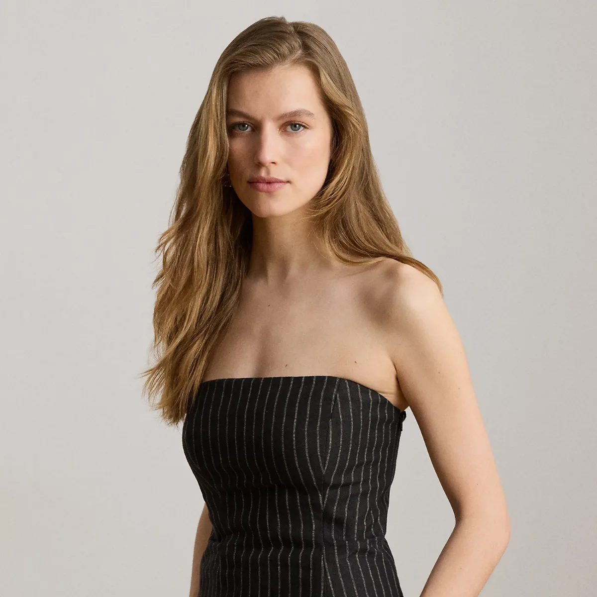 Chalk-Stripe Linen Canvas Bustier by Lauren Ralph Lauren