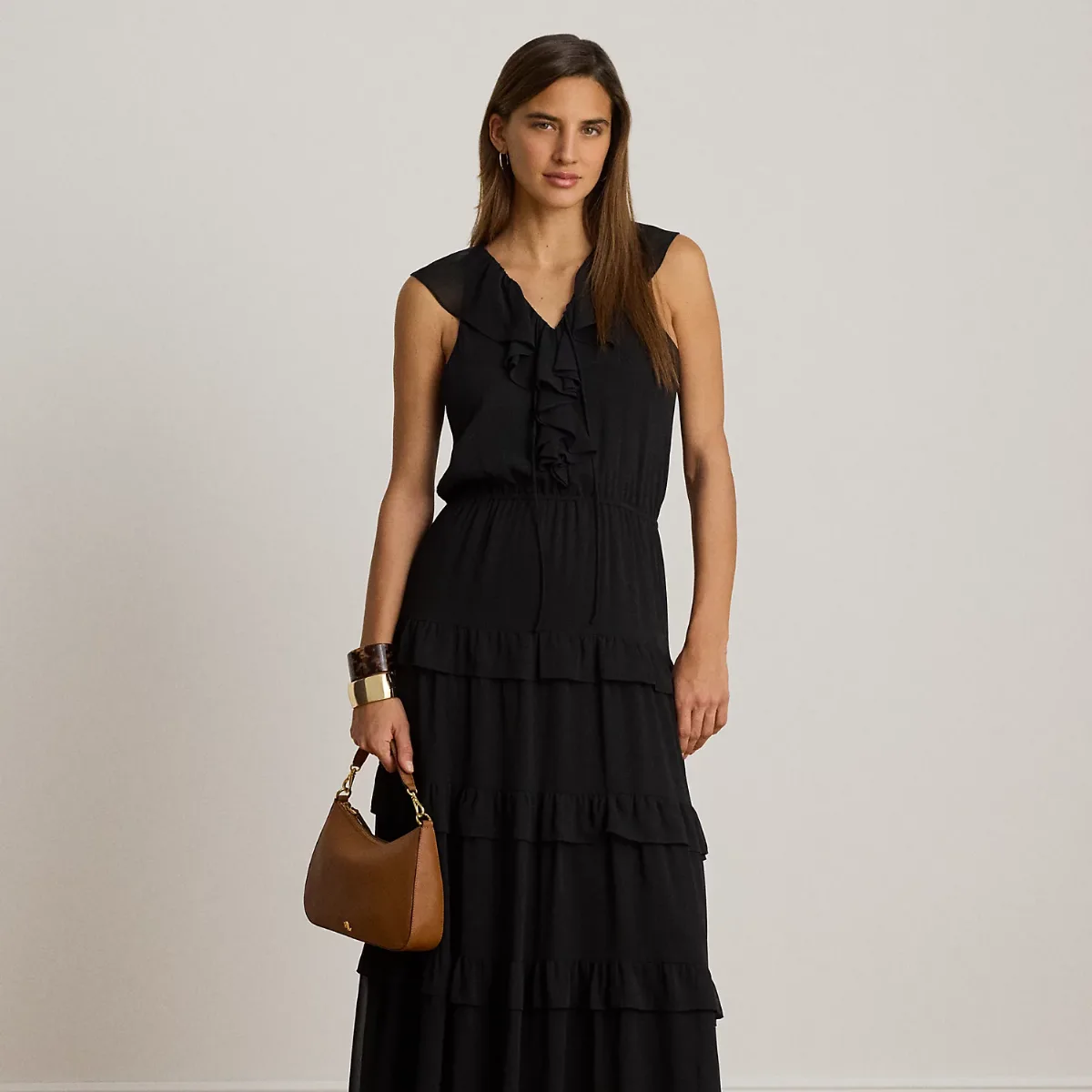 Ruffle-Trim Georgette Tiered Dress by Lauren Ralph Lauren