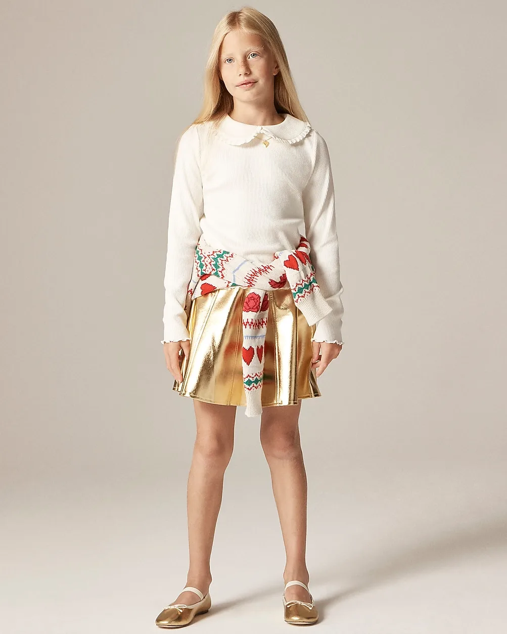 Long-Sleeve Ruffle-Collar Top in Vintage Rib by J.Crew