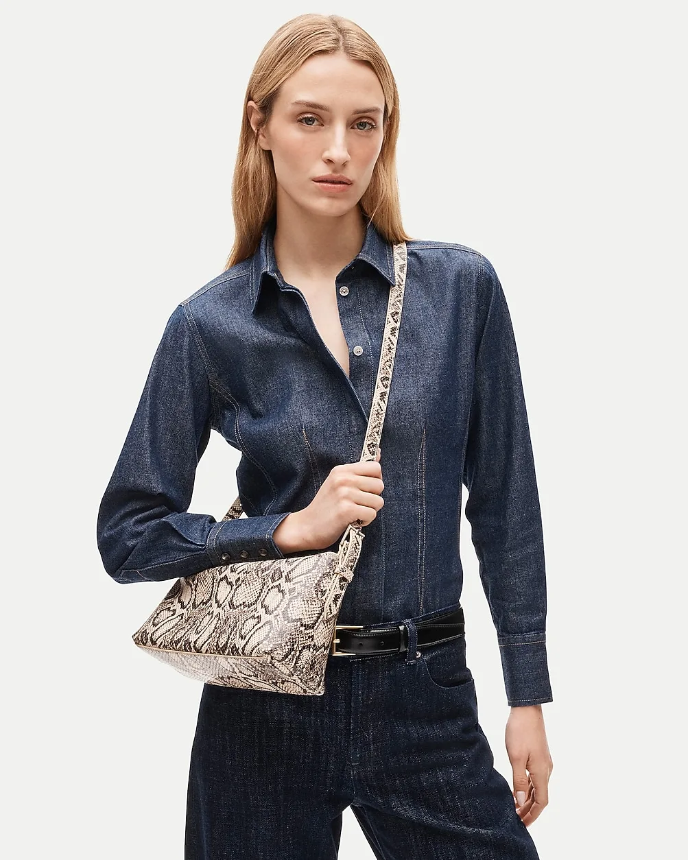 Berkeley Small Shoulder Bag in Snake-Embossed Leather with Adjustable Strap by J.Crew