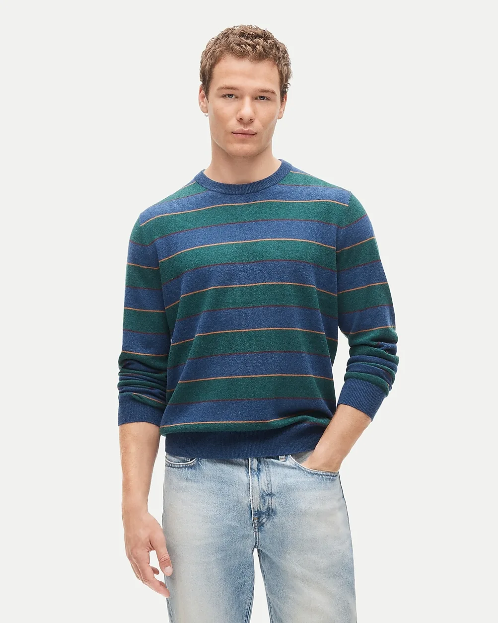 Cashmere Crewneck Sweater in Stripe by J.Crew