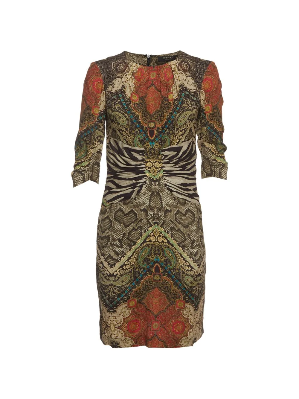 Mixed-Print Ruched Mini Dress by Etro Pre-Owned