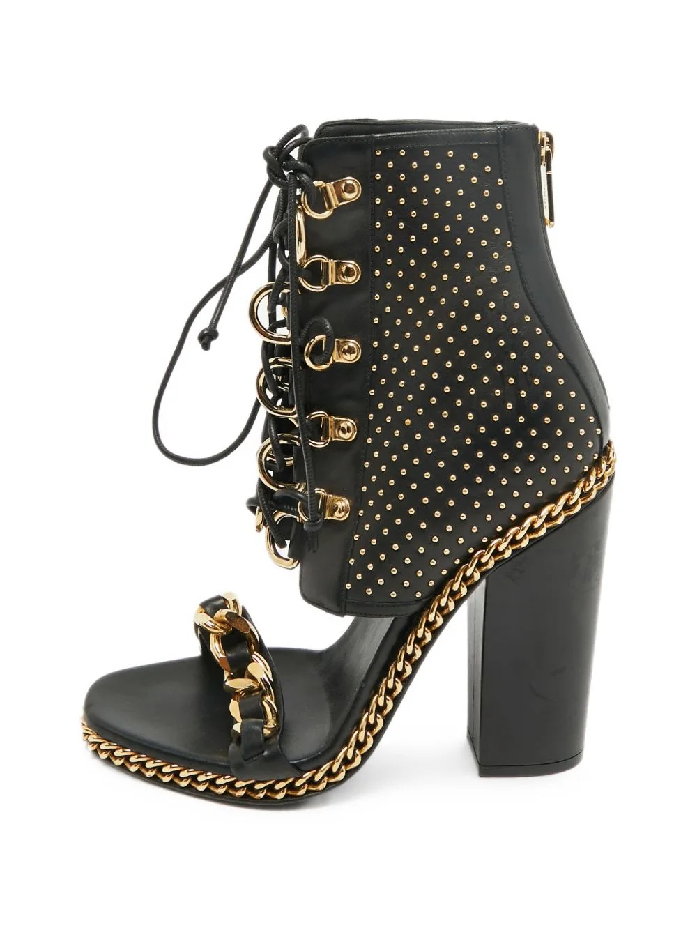 Studded Open-Toe Ankle Boots by Balmain Pre-Owned