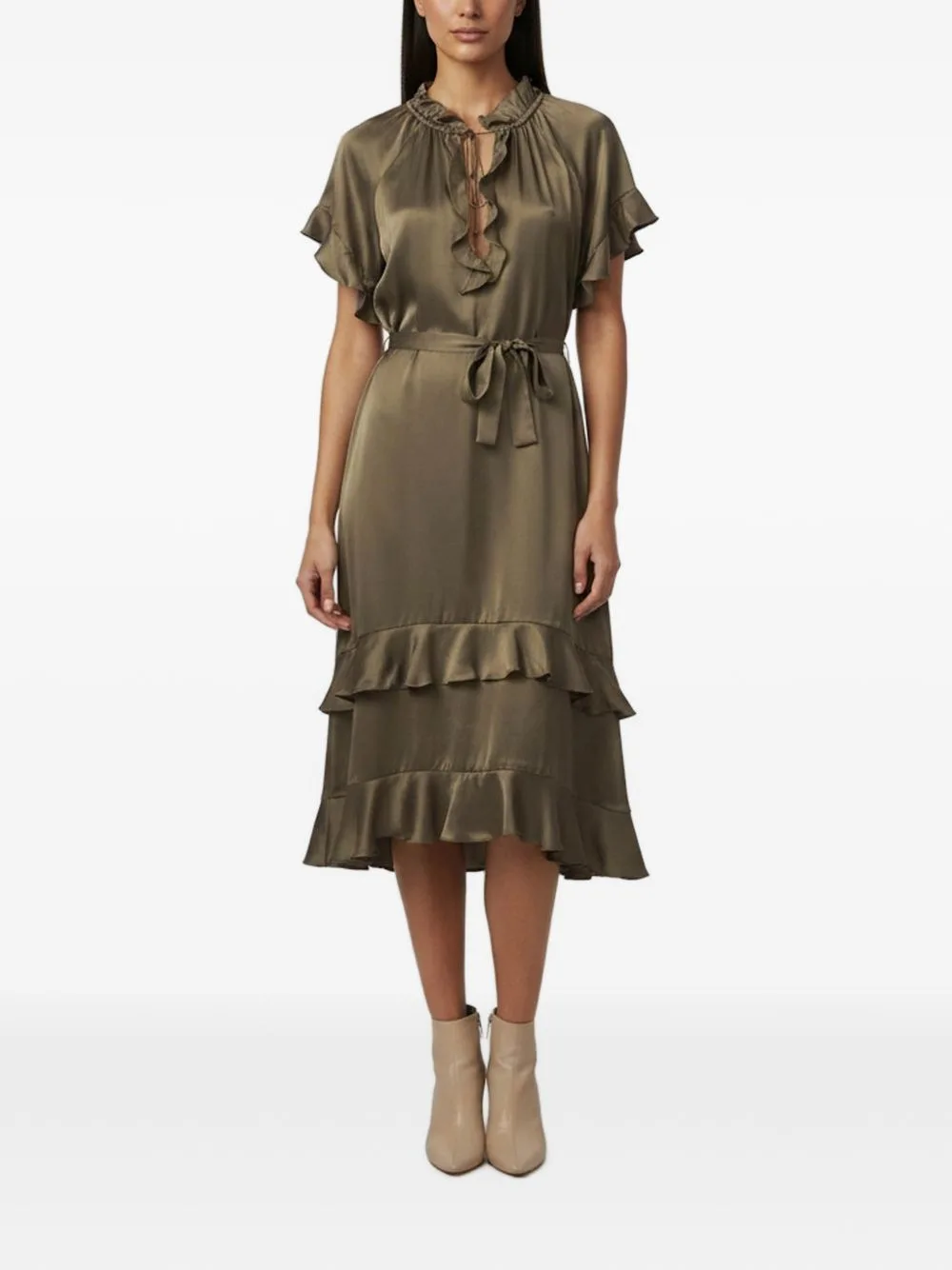 Smocked Flutter-Sleeve Midi Dress by ZIMMERMANN