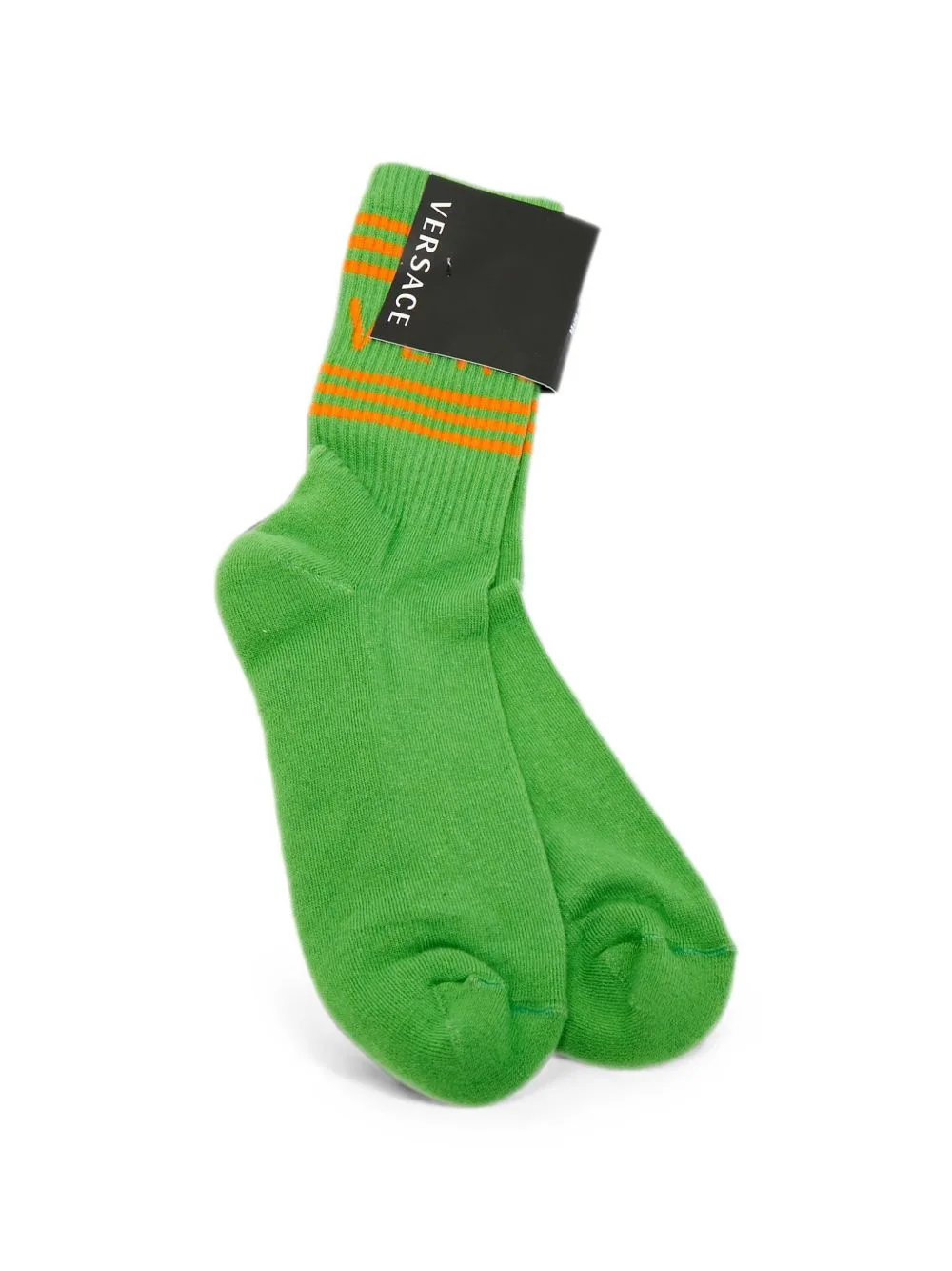 Logo-Detail Striped Socks by Versace Pre-Owned