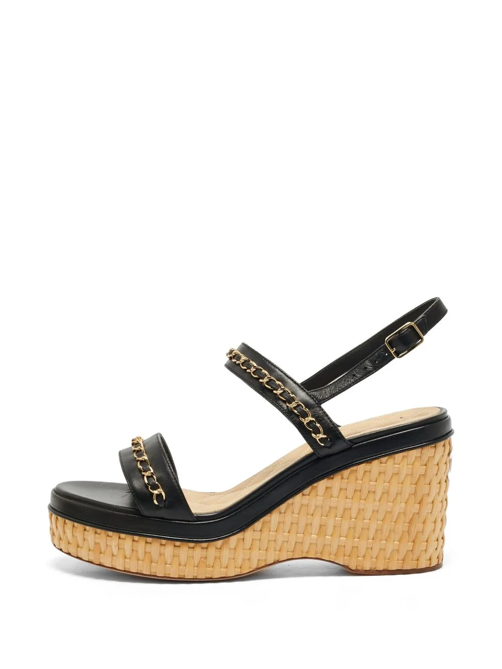 CC Chain-Link Wedge Sandals by CHANEL Pre-Owned