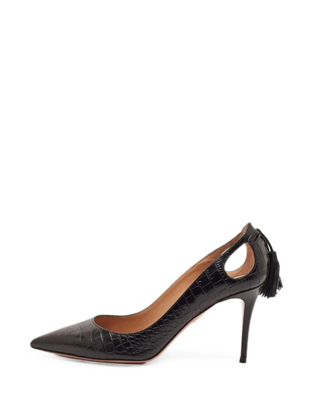 Croc-Embossed Tassel Pumps by Aquazzura