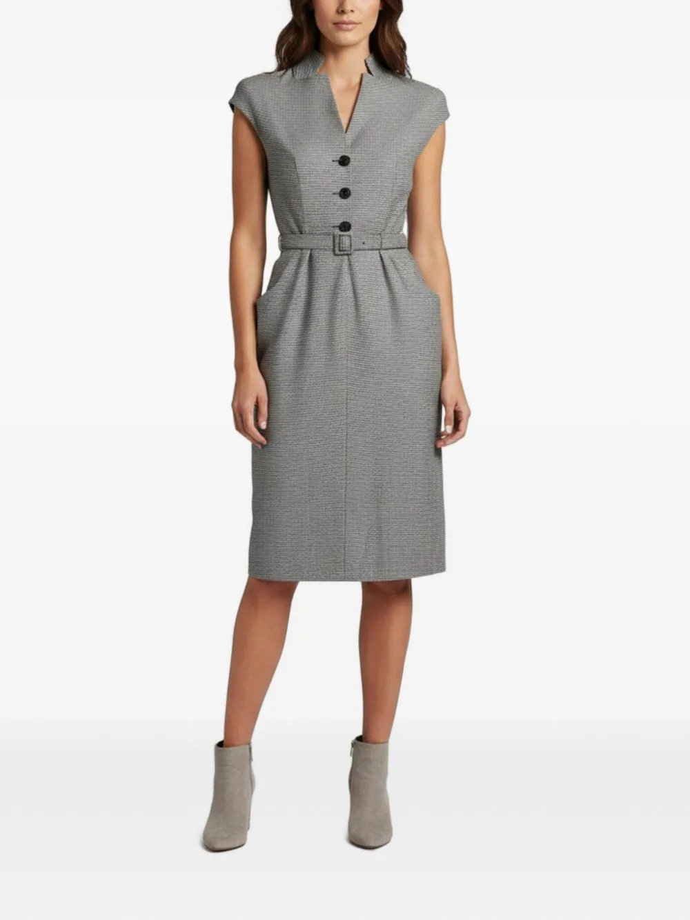 Houndstooth-Print Midi Dress by Christian Dior Pre-Owned