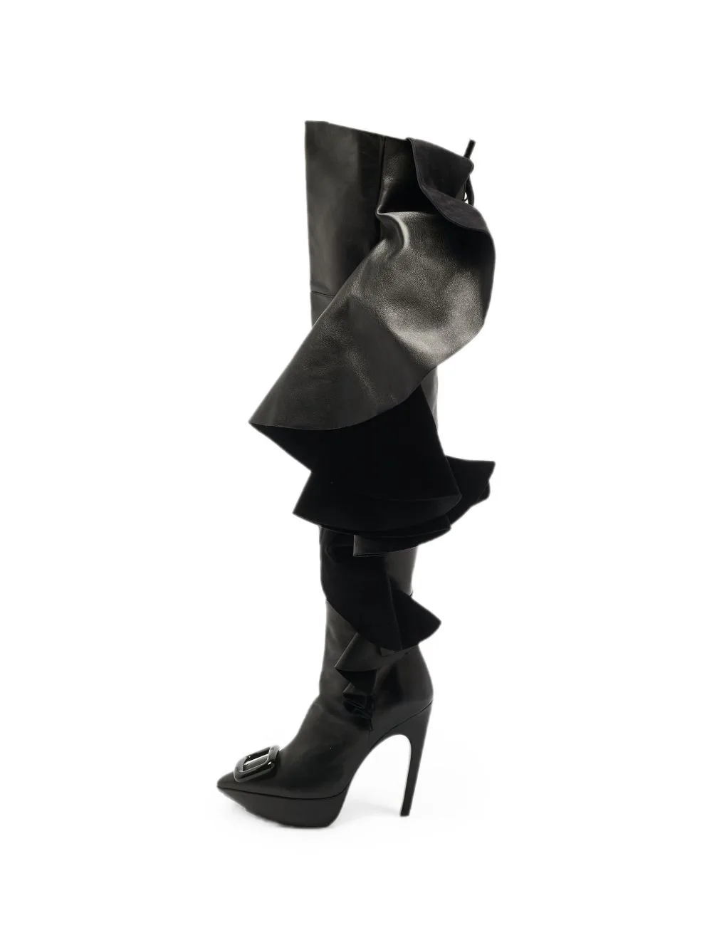 Viv Choc Ruffled Boots by Roger Vivier Vintage