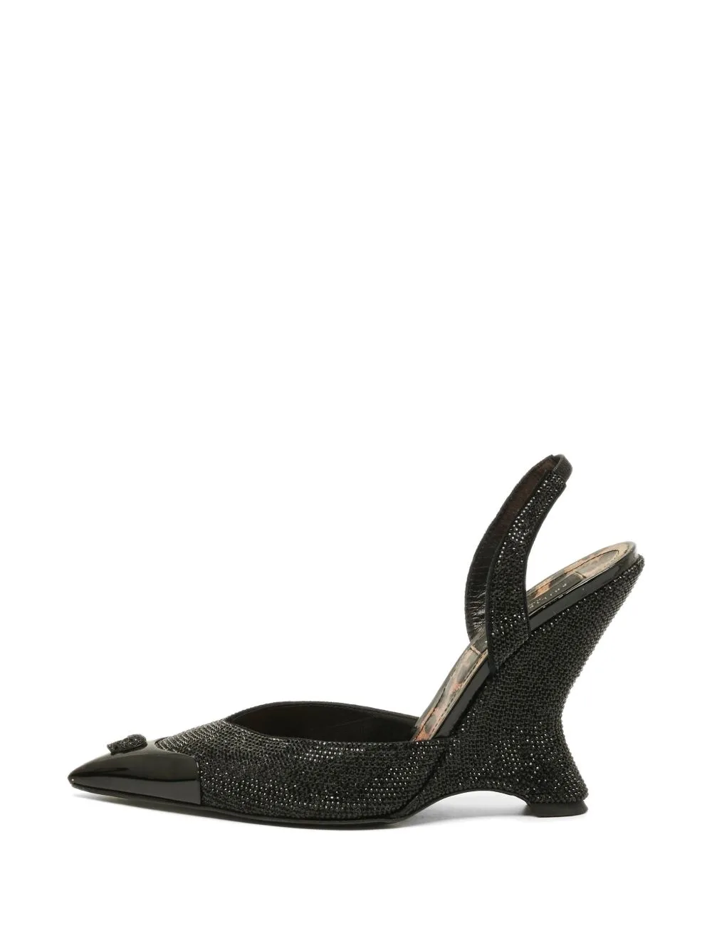 Decollete Crystal-Embellished Slingback Heeled Pumps by Philipp Plein