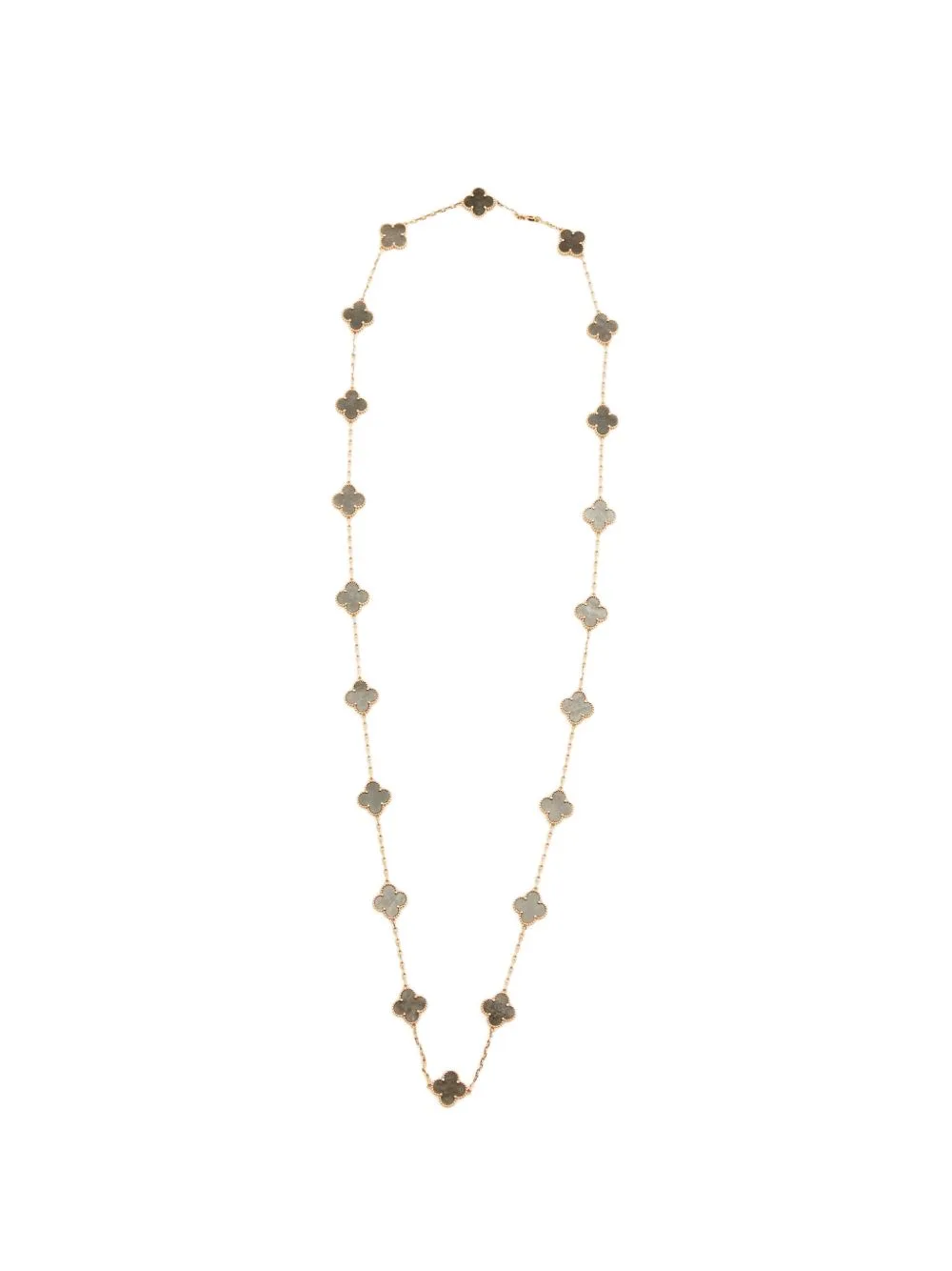 Vintage Alhambra 20-Motif Obsidian Necklace by Van Cleef & Arpels Pre-Owned