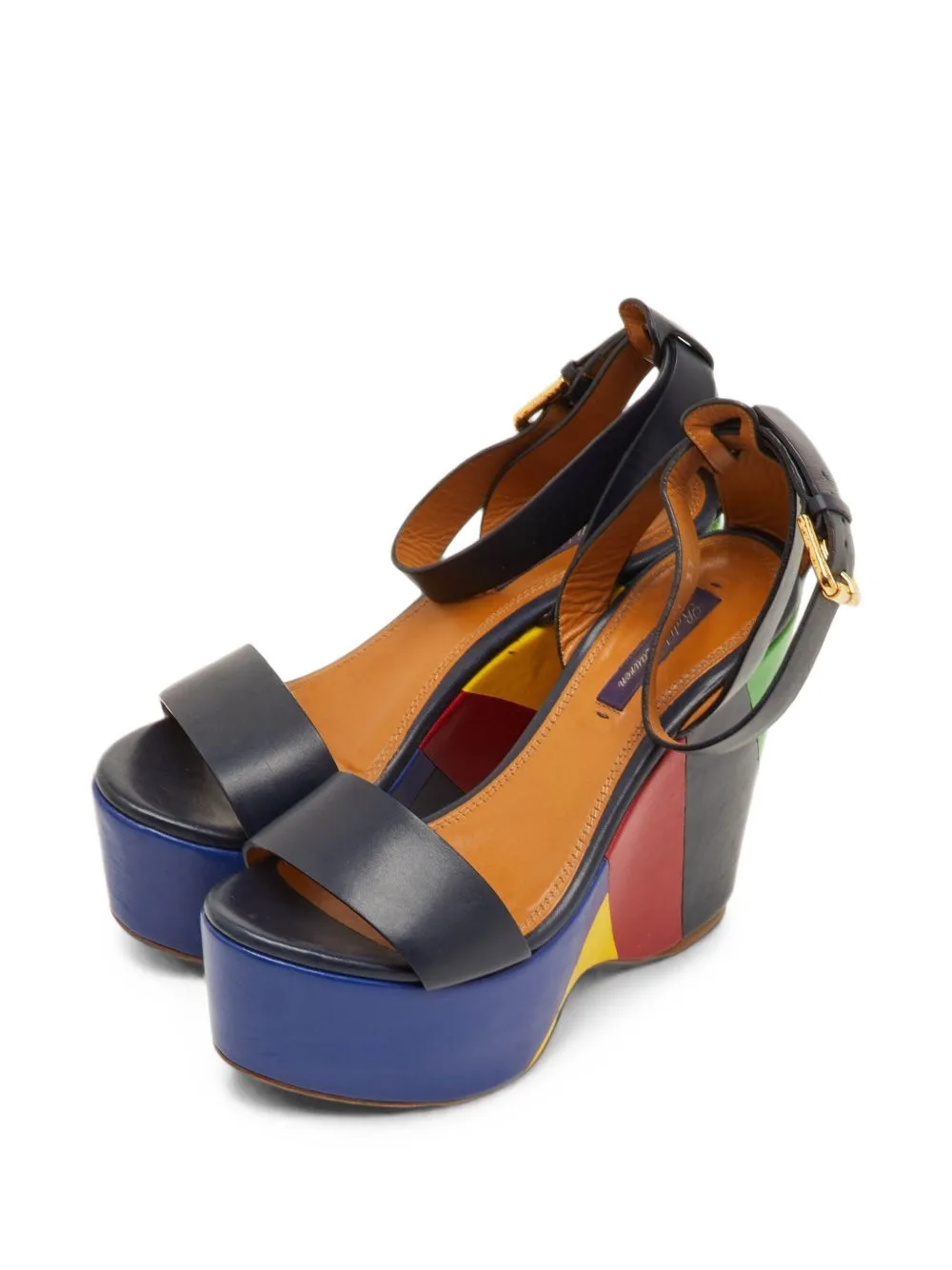 Arianna Colorblock Wedge Sandals by Ralph Lauren Vintage