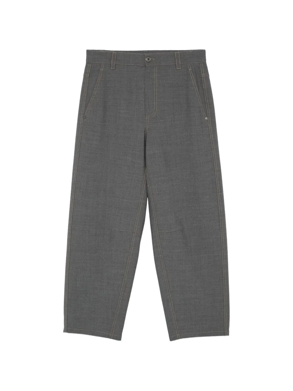 Contrast-Topstitched Straight-Leg Trousers by Brunello Cucinelli