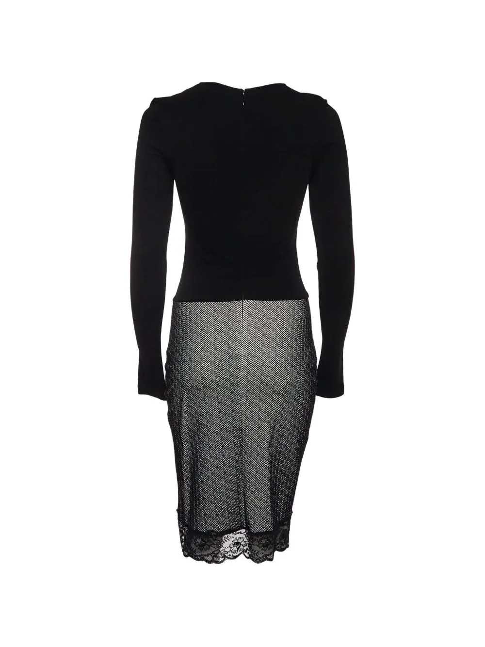 Herringbone Lace-Trim Midi Dress by Emporio Armani Pre-Owned