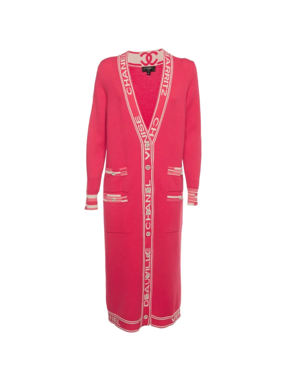 Logo-Intarsia Knit Cardigan by CHANEL Pre-Owned