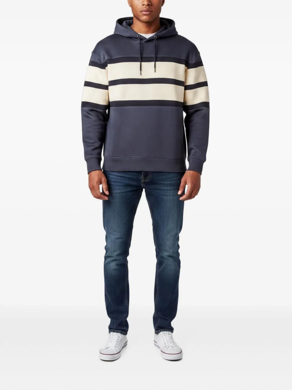 Striped-Detail Hoodie by Emporio Armani Pre-Owned