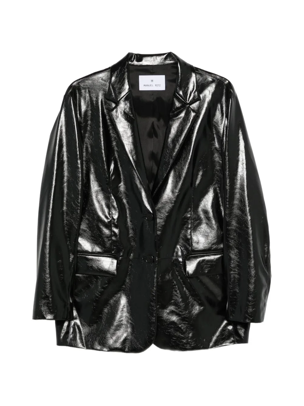 Patent-Effect Single-Breasted Blazer by Manuel Ritz
