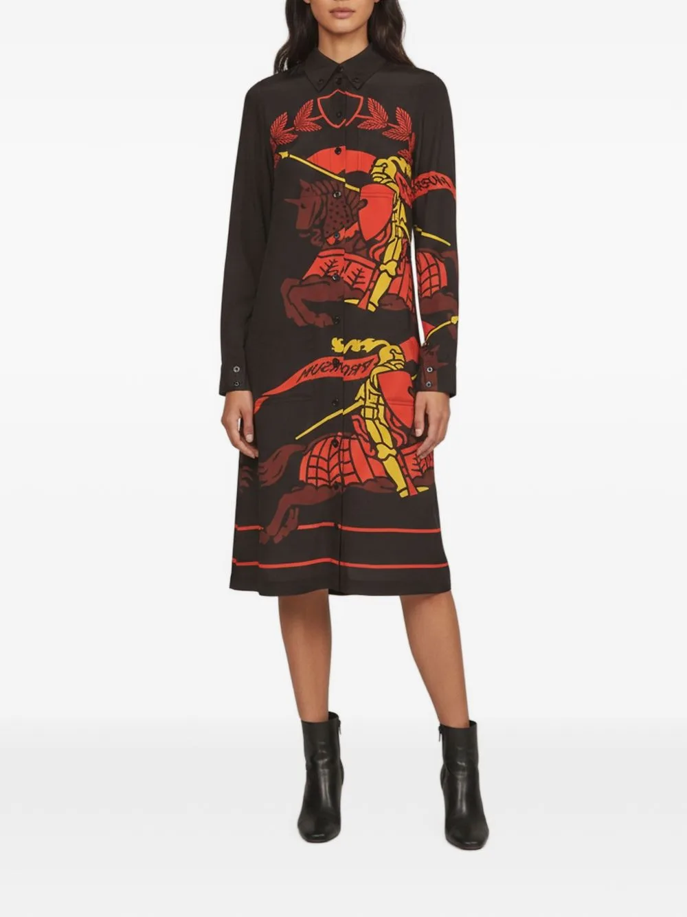 Printed Button-Front Midi Dress by Burberry Pre-Owned