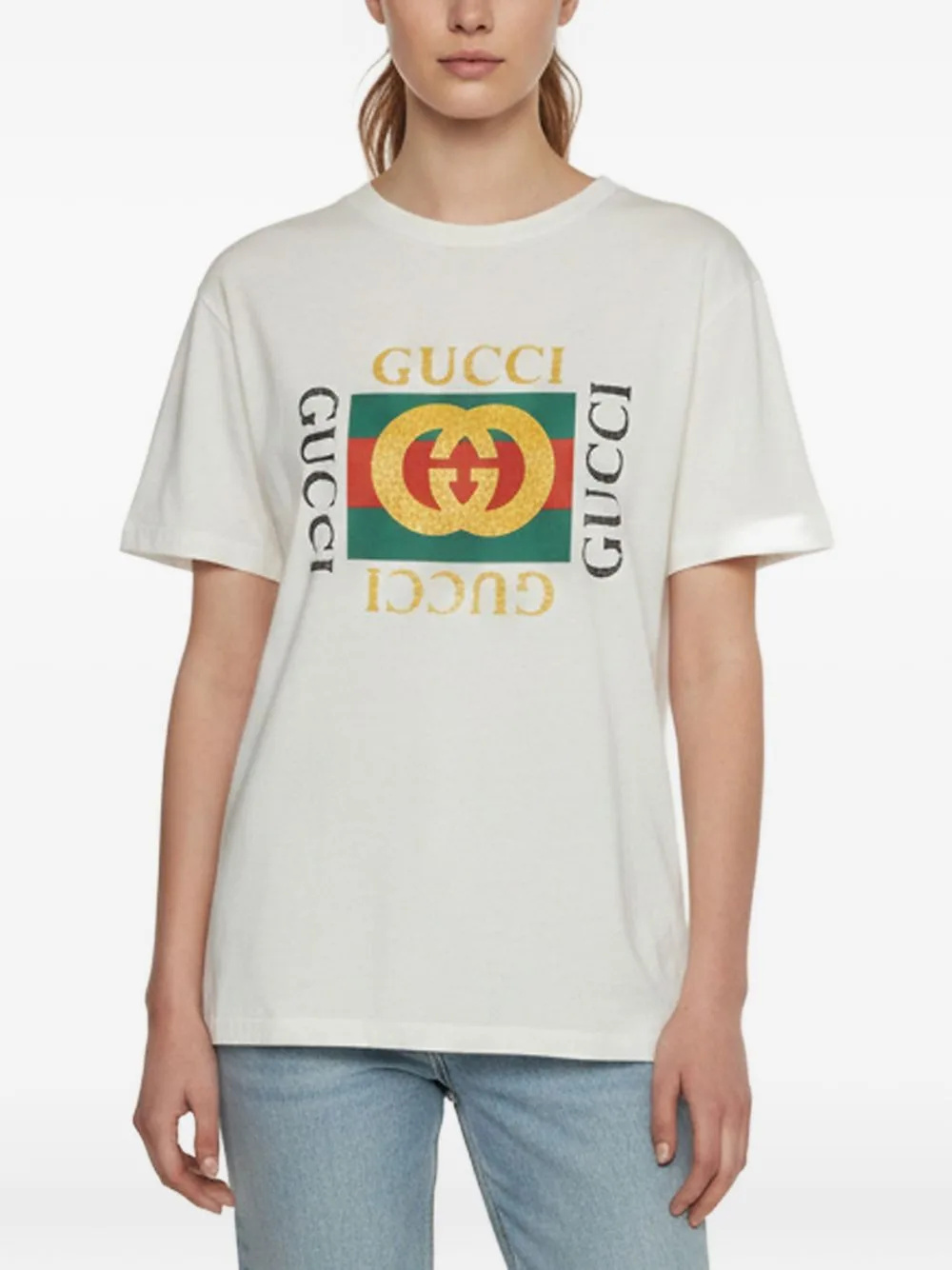 Logo-Print Cotton T-Shirt by Gucci Pre-Owned