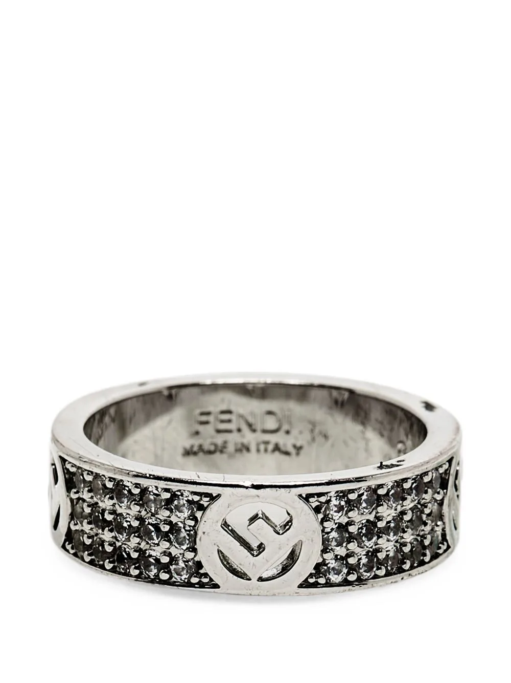 F Is Fendi Crystal-Embellished Pavé Ring by Fendi Pre-Owned