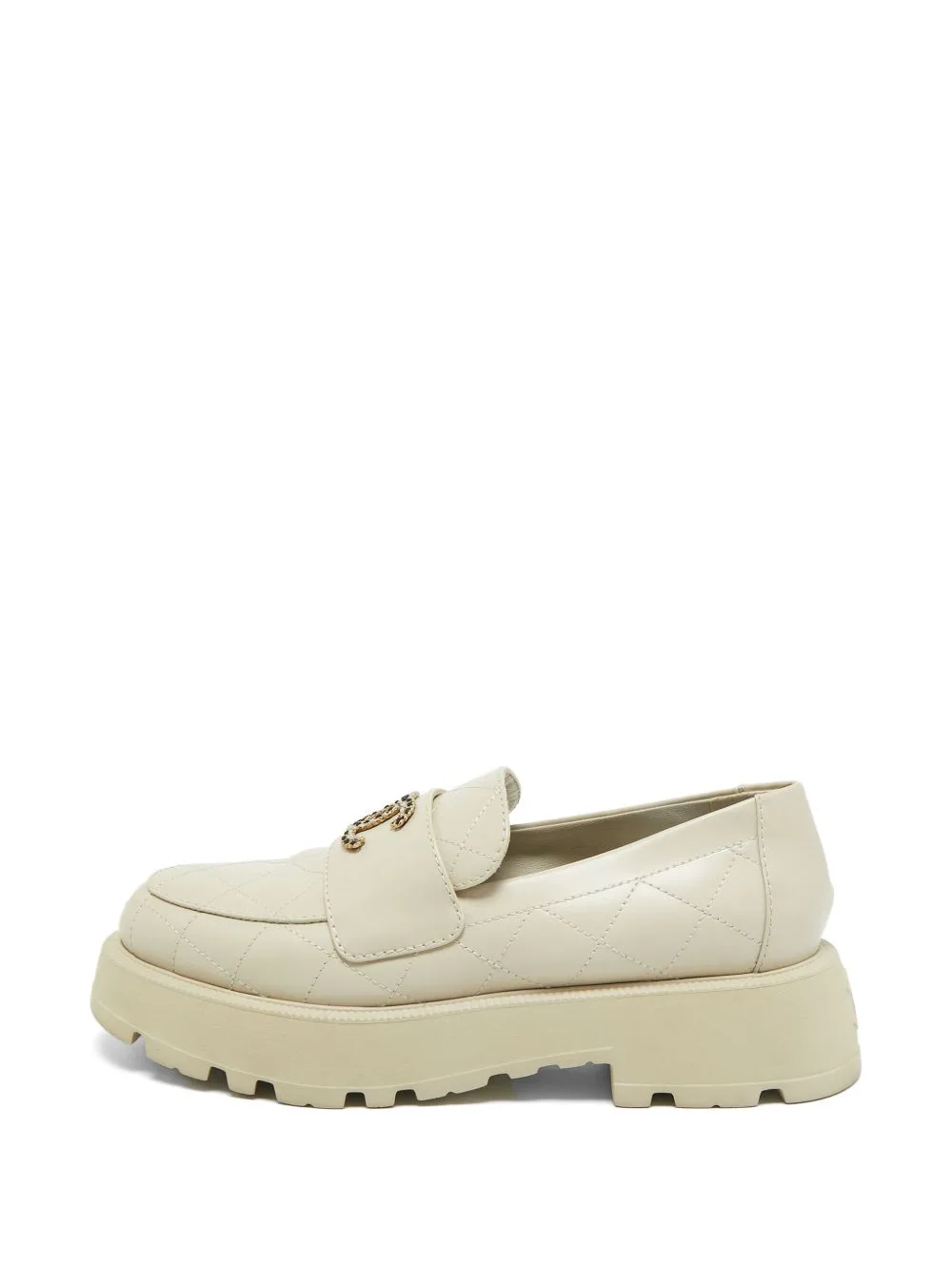 CC-logo Quilted Chunky-Sole Loafers