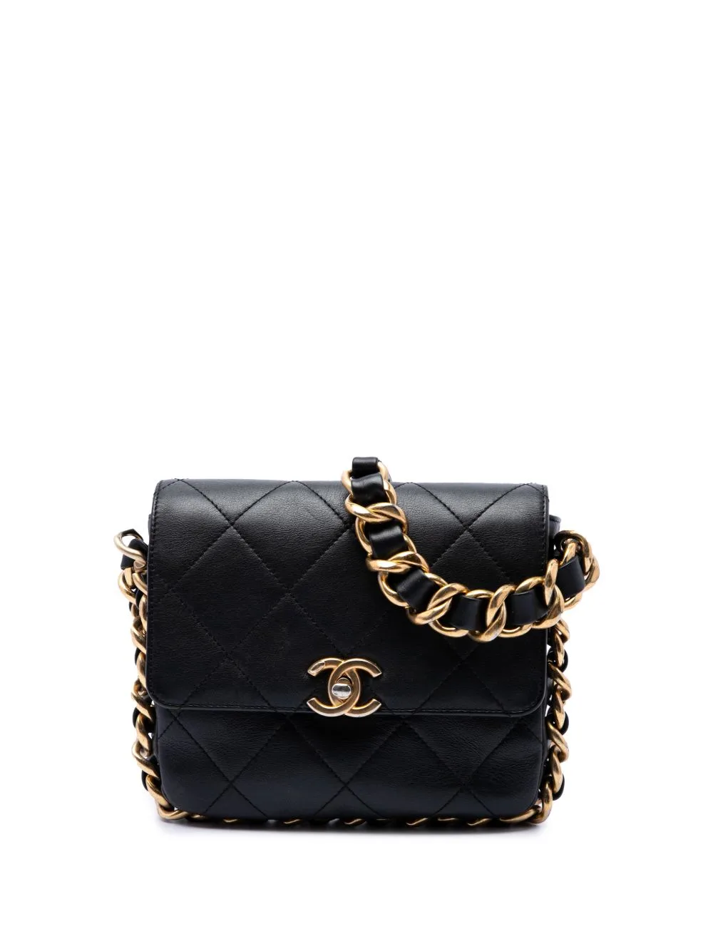 2021-2026 Small Quilted Calfskin Framing Chain Flap Crossbody Bag
