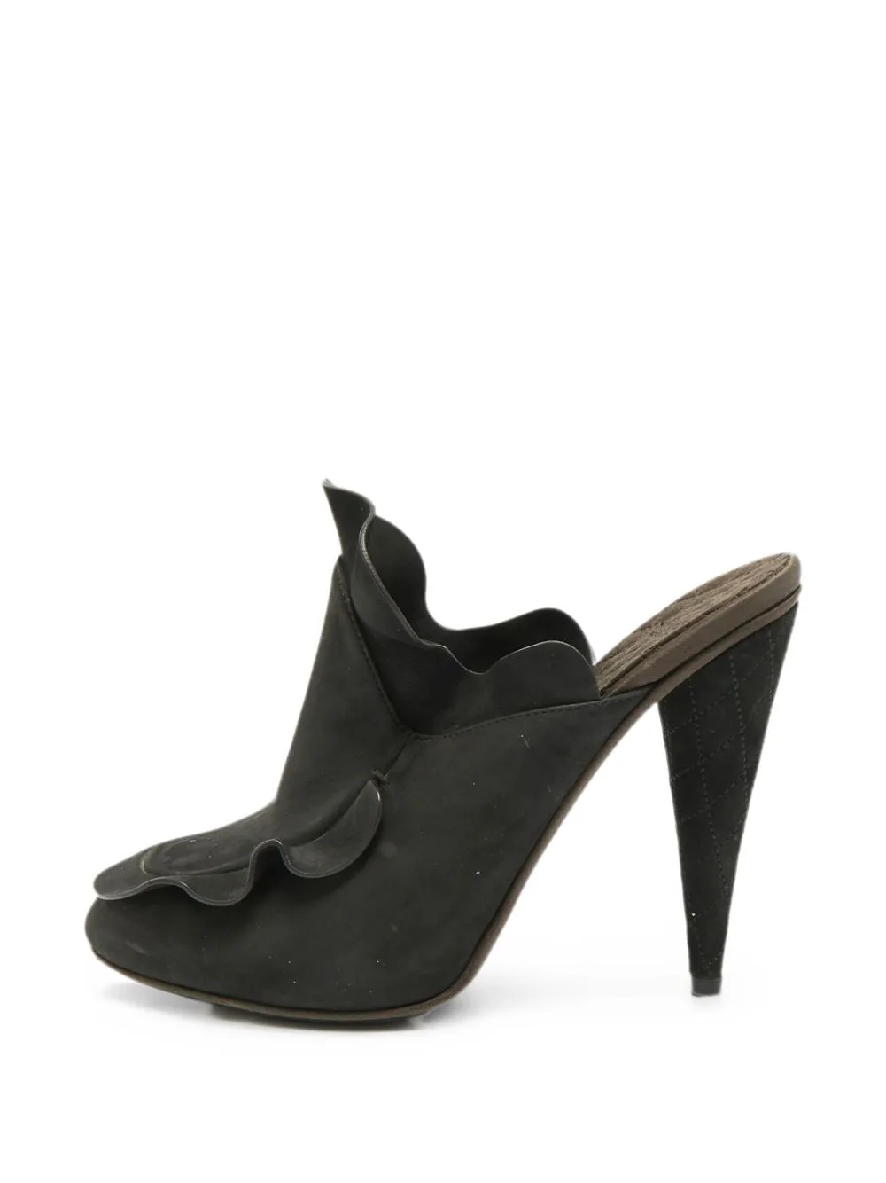 Nubuck Ruffled Mules by Fendi Pre-Owned