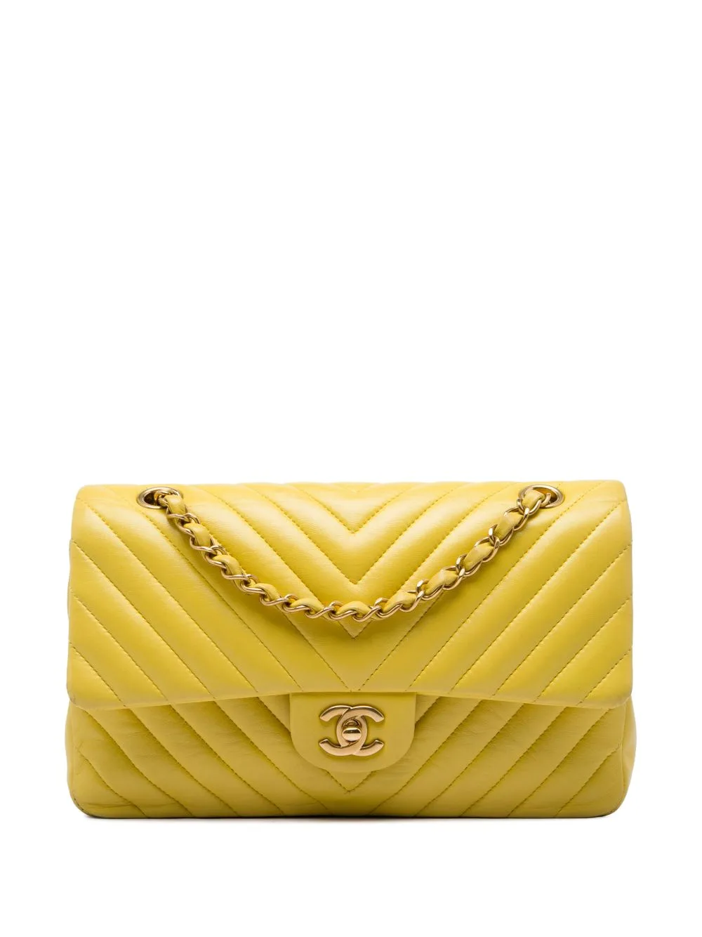 2015-2016 Medium Classic Chevron Lambskin Double Flap Shoulder Bag by CHANEL Pre-Owned
