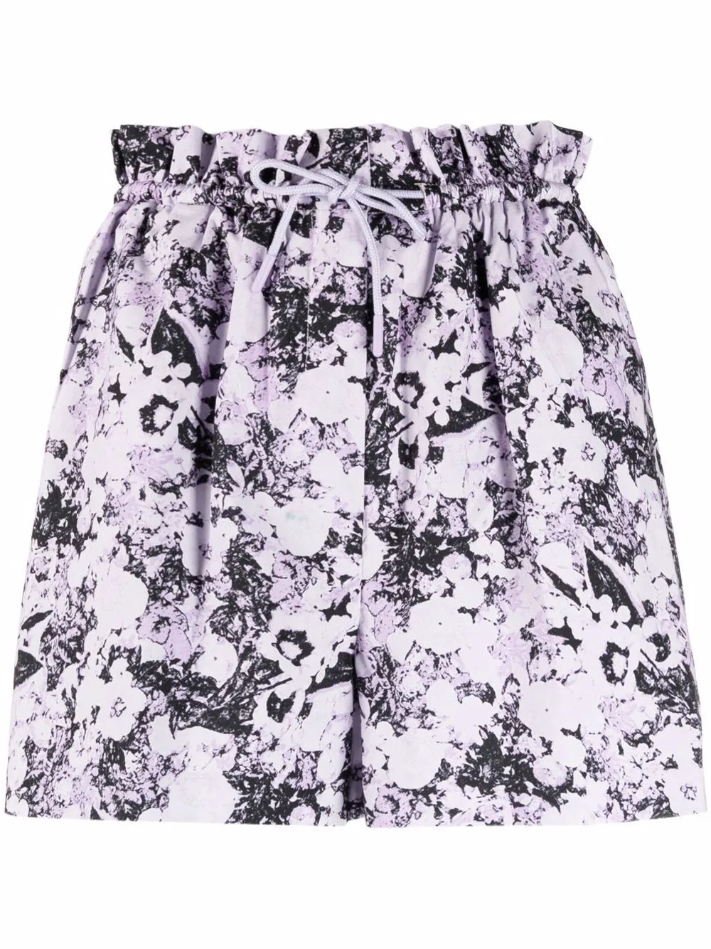 Paperbag Waist Abstract Pattern Shorts by REMAIN