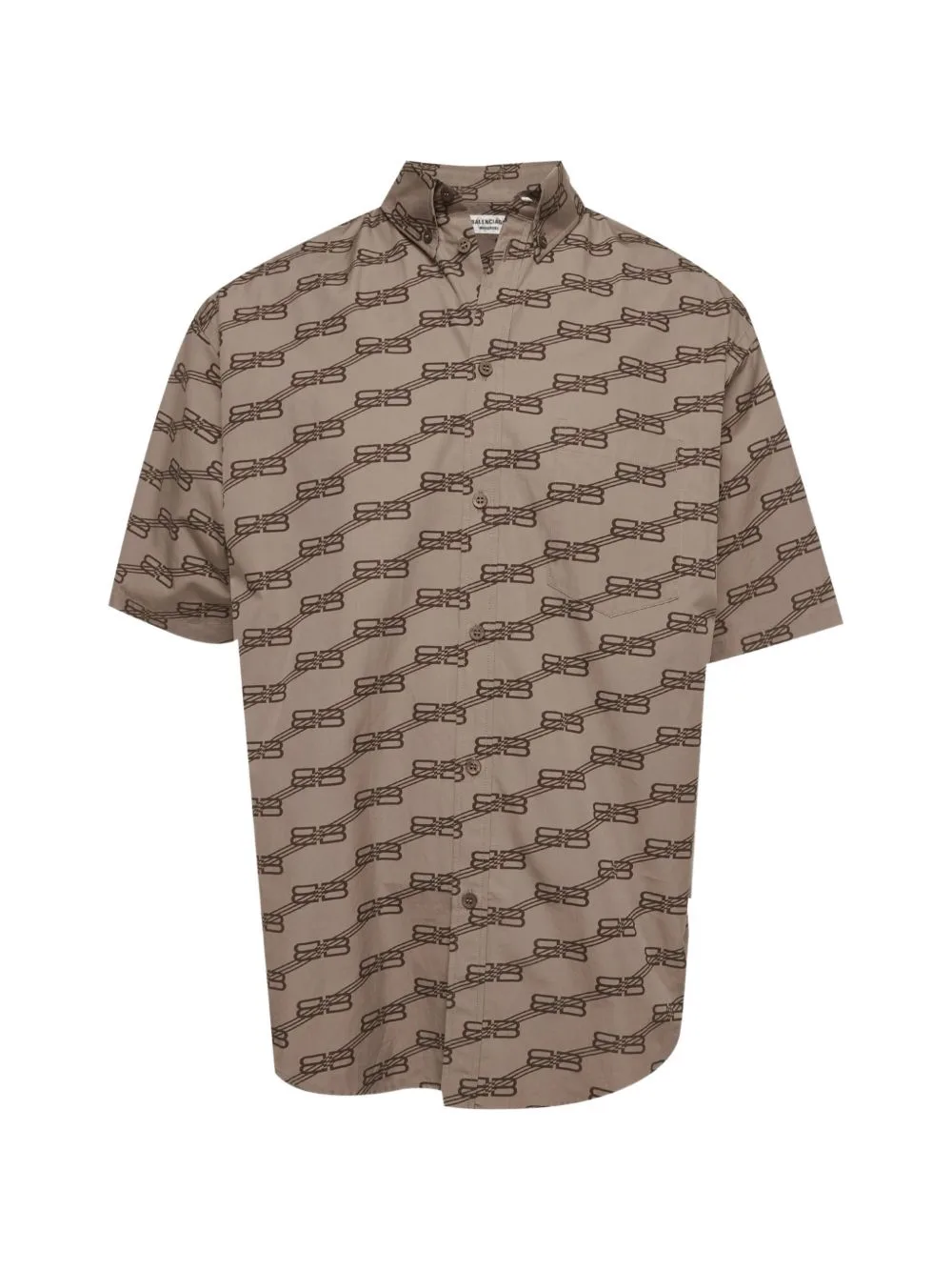 Monogram-Print Short-Sleeved Oversized Shirt by Balenciaga Pre-Owned
