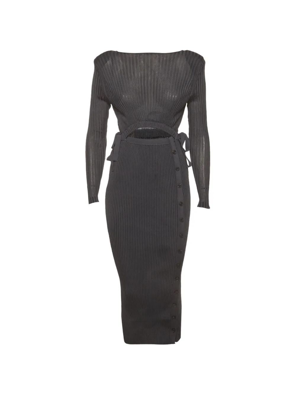 Cut-Out Rib-Knit Midi Dress by Self-Portrait