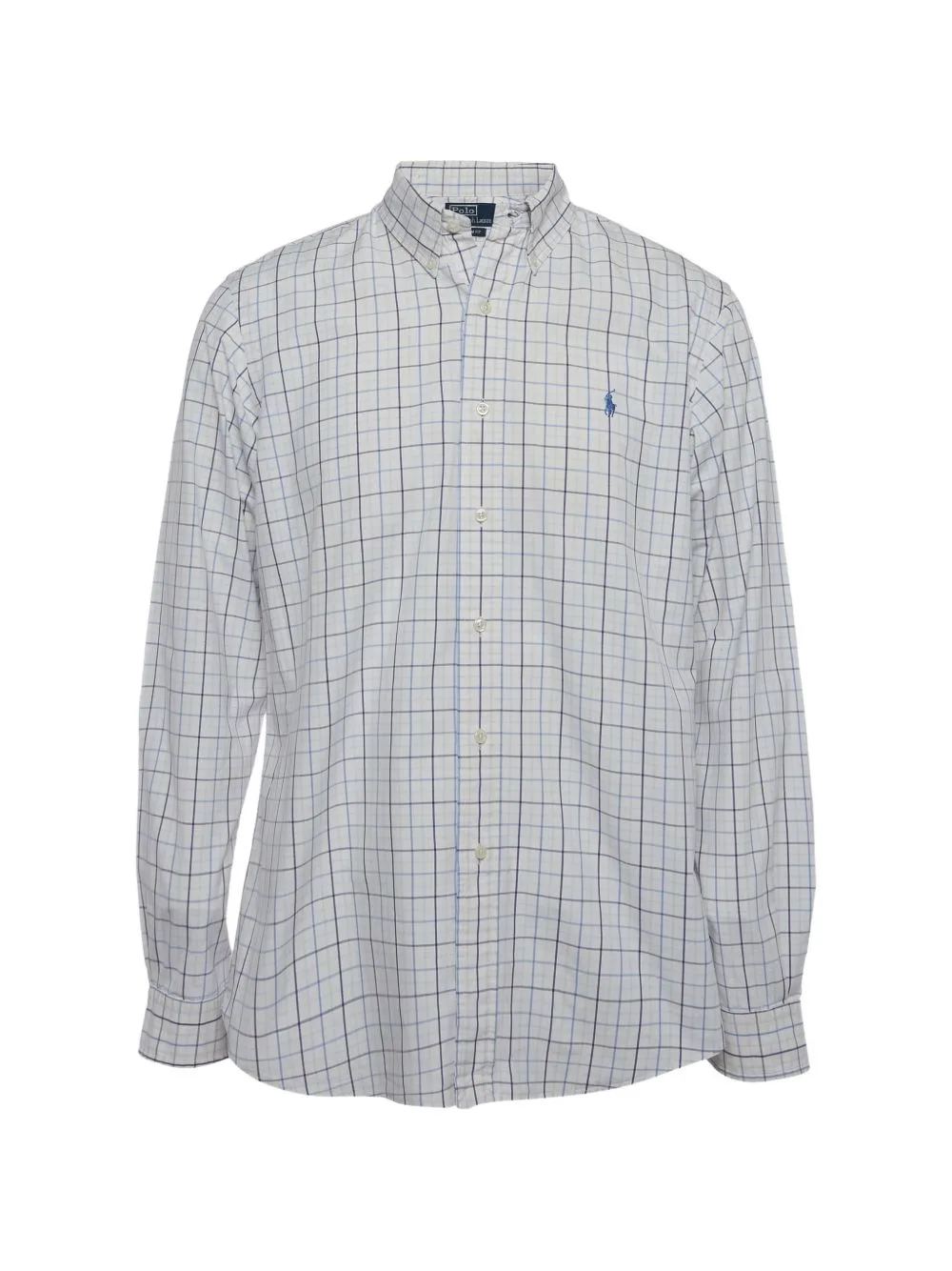 Check-Pattern Long-Sleeve Cotton Shirt by Polo Ralph Lauren Vintage