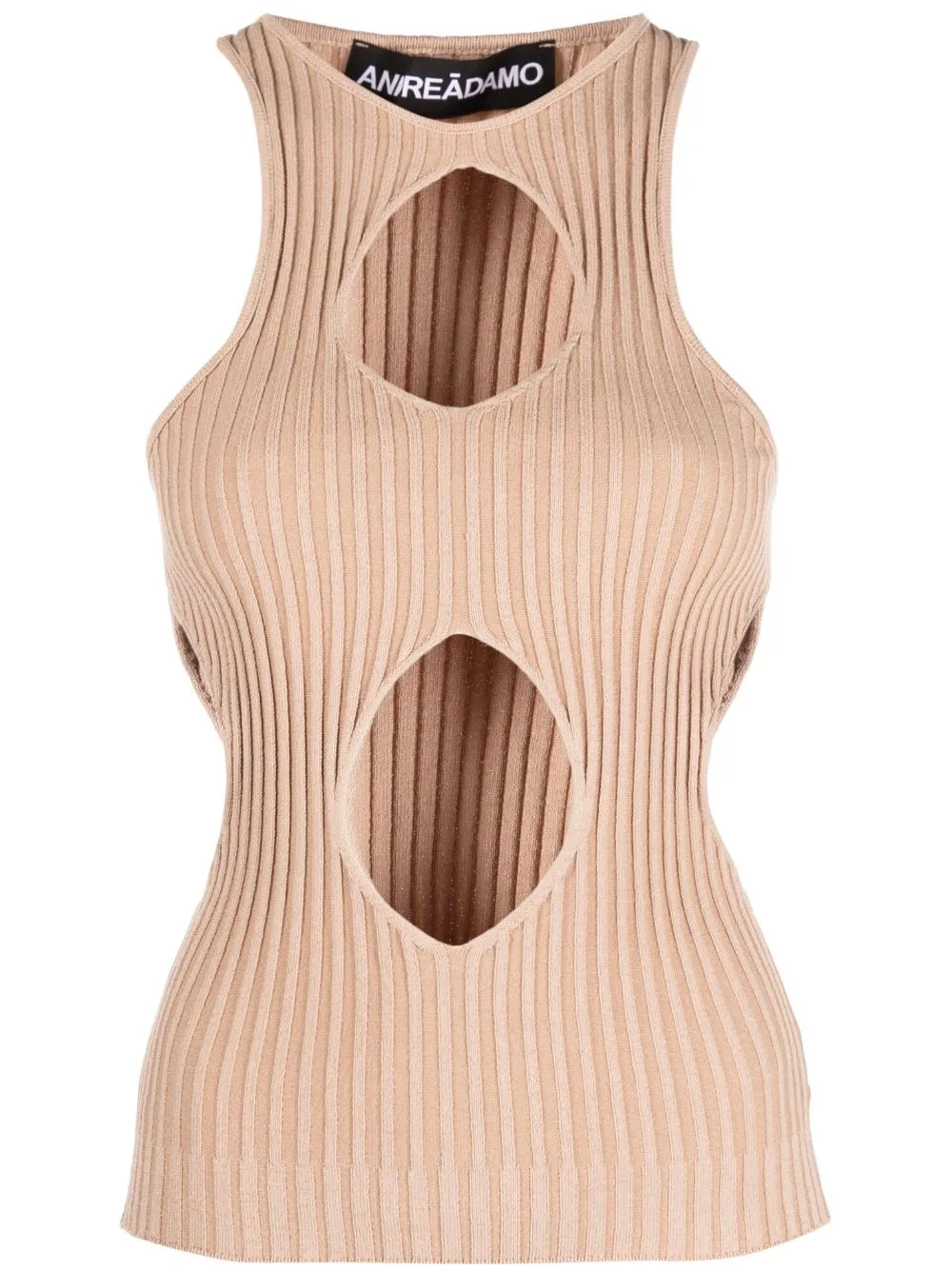 Cut Out-Detail Ribbed-Knit Top by ANDREĀDAMO