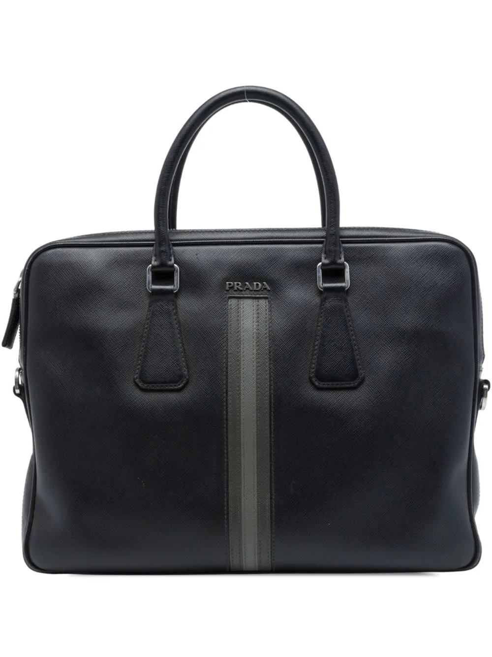 2000-2013 Saffiano Striped Business Bag by Prada Pre-Owned