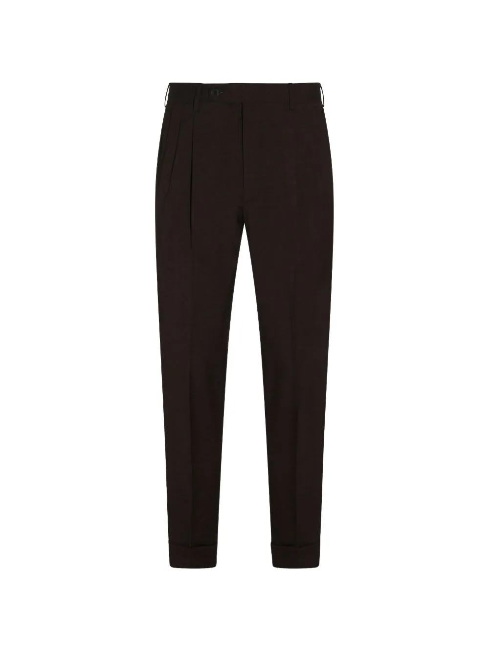 Button-Fastening Pleated Roll-Up Cotton Trousers by GTA Pantalone