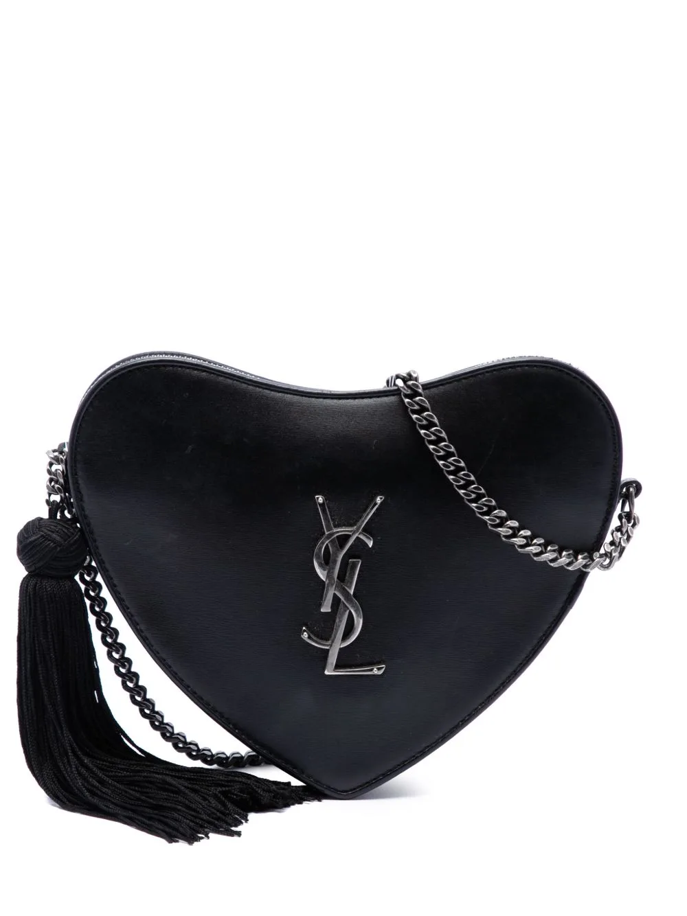 2018 Leather Monogram Heart Tassel Crossbody Bag by Saint Laurent Pre-Owned
